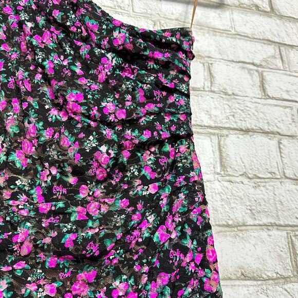Dress the Population Marie Mini Floral One Shoulder Lace Black Pink Green S - Picture 9 of 10